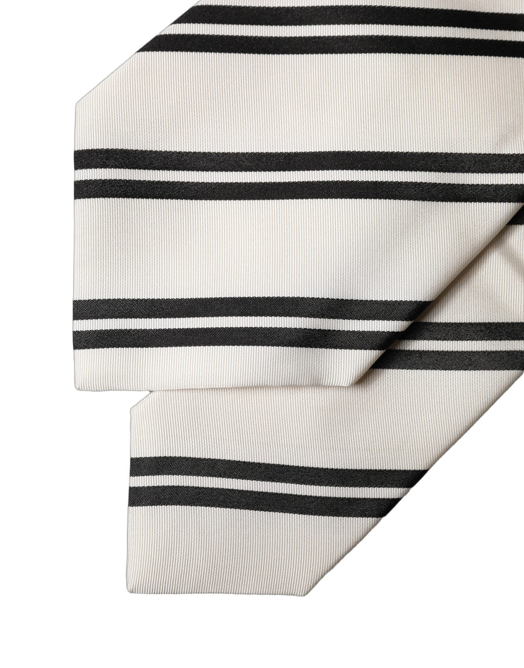 Dolce & Gabbana Weiße und schwarze Streifen Seiden-Krawatte für Damen, verstellbar