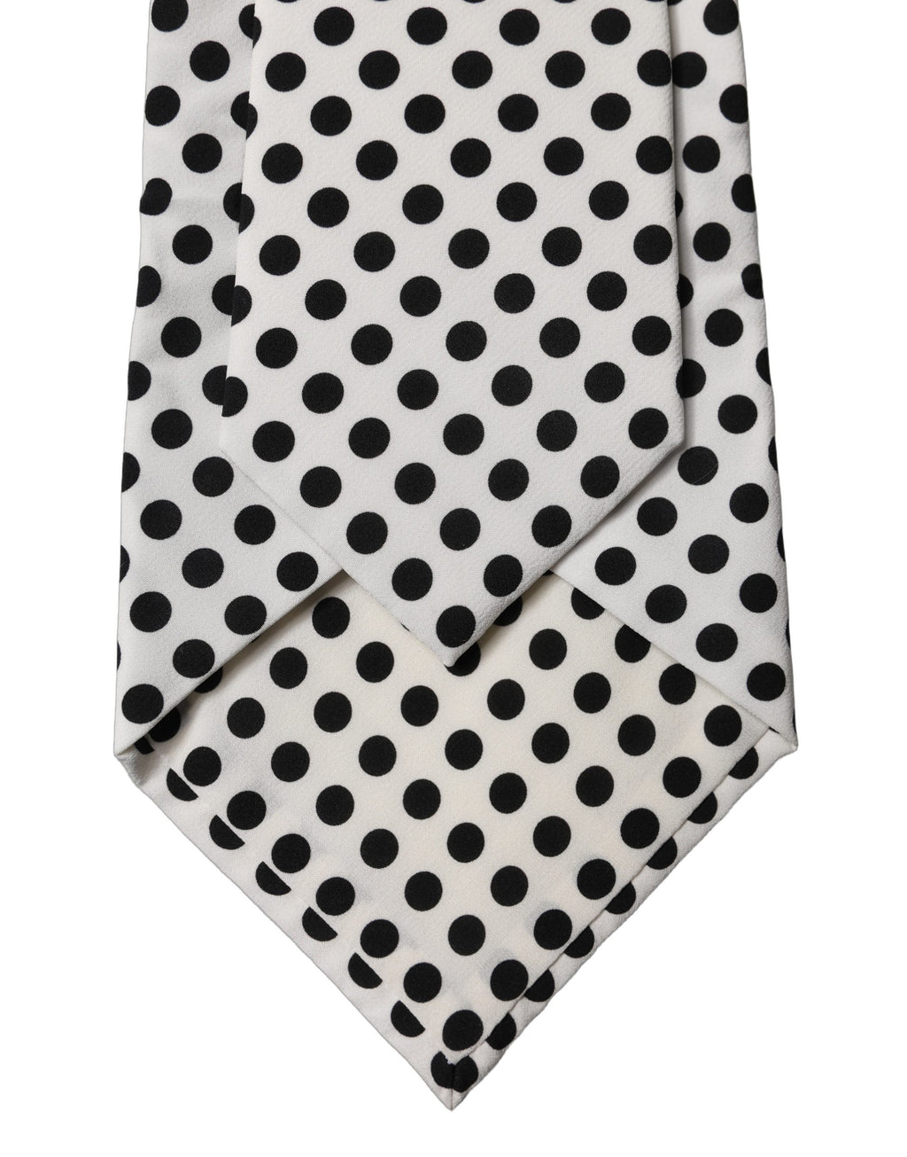 Dolce & Gabbana Weiße schwarze gepunktete Seiden-Krawatte für Damen, verstellbar