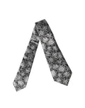 Dolce & Gabbana Schwarze Seiden-Halsschleife mit silbernem Blumenmuster, verstellbar für Damen