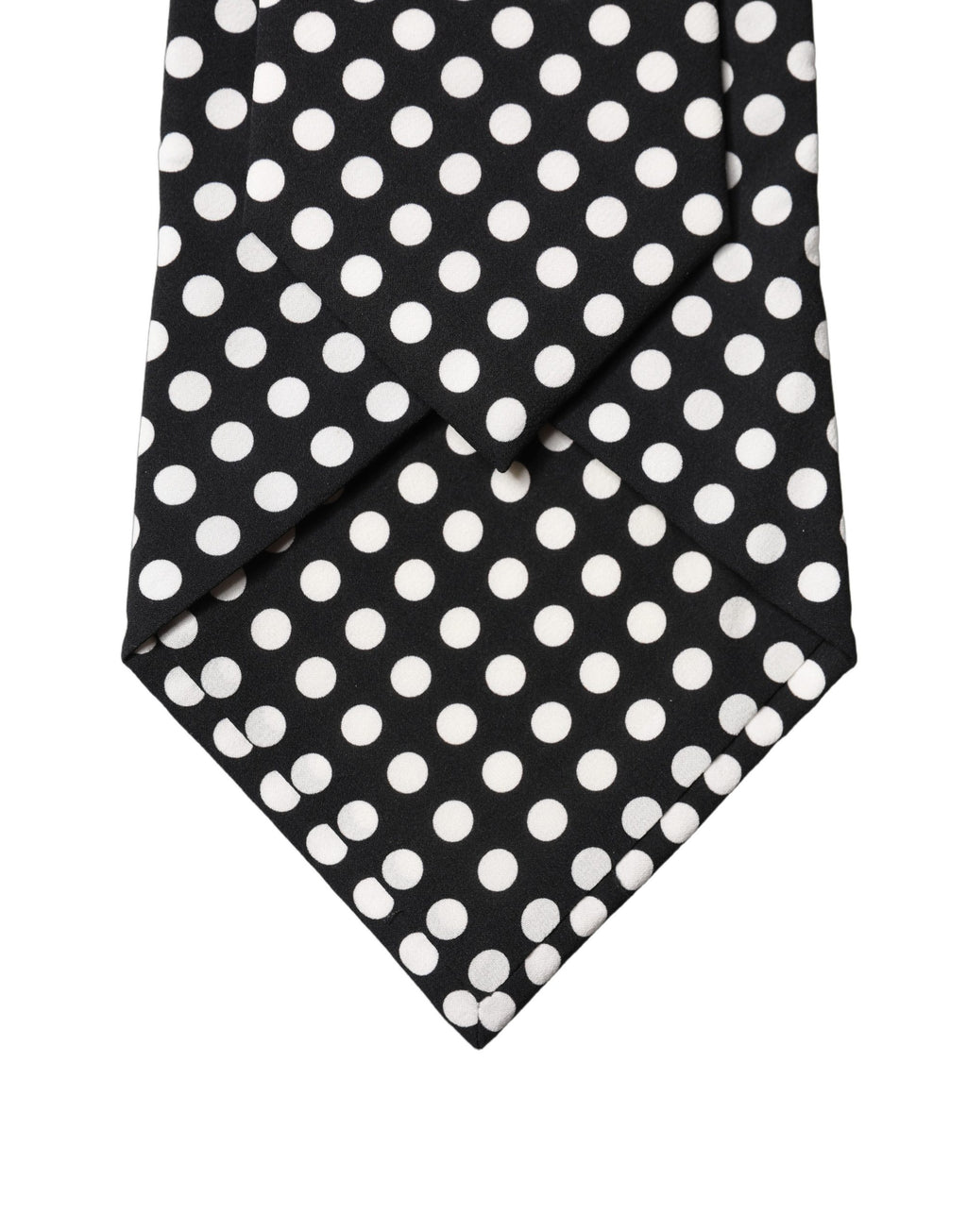 Dolce & Gabbana Schwarze und weiße gepunktete Seiden-Krawatte für Damen, verstellbar
