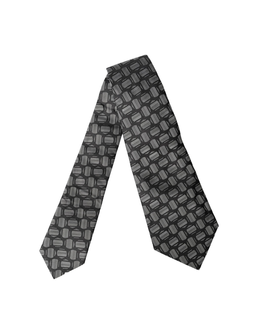Dolce & Gabbana Schwarze und weiße geometrische Seiden-Krawatte für Damen, verstellbar