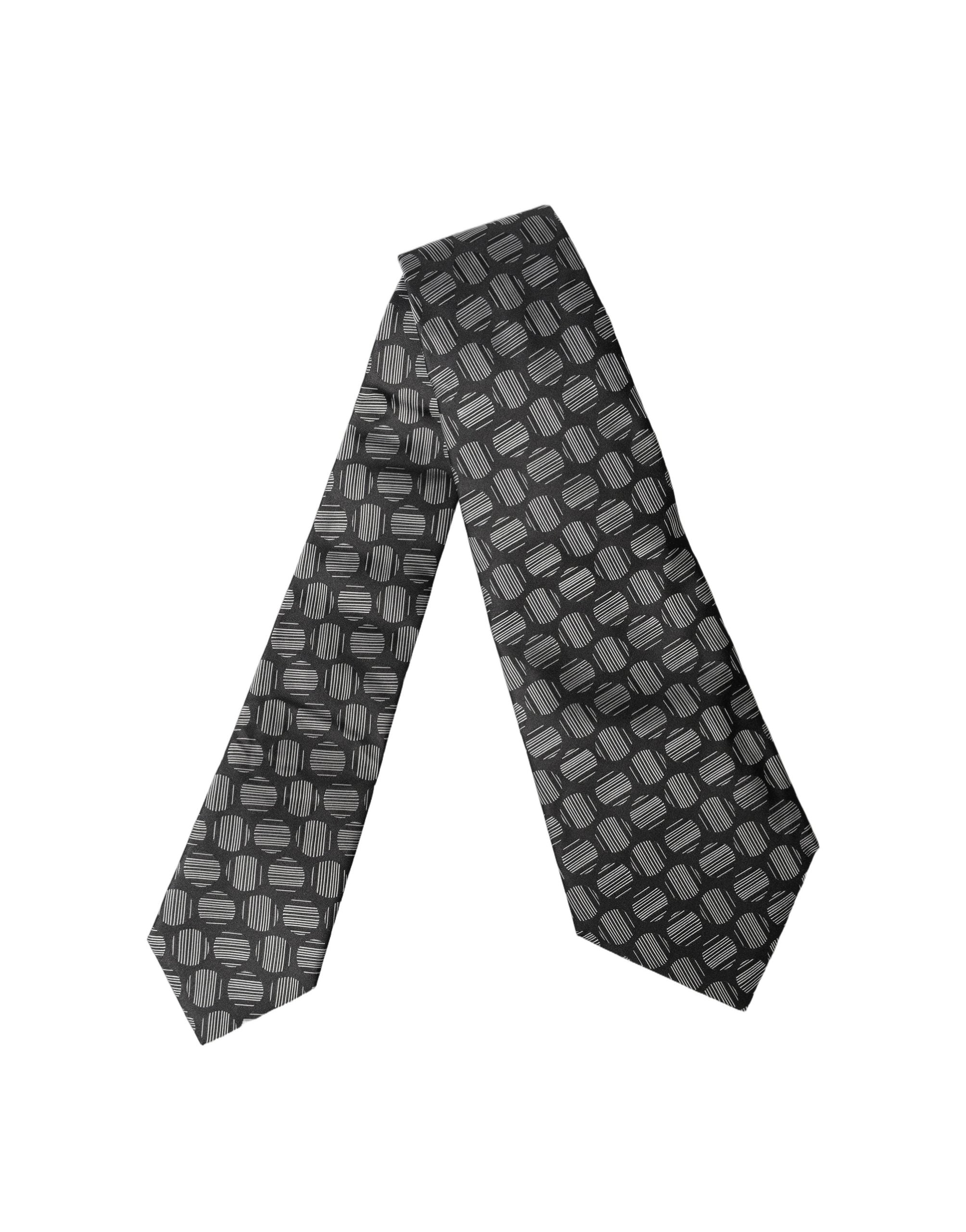 Dolce & Gabbana Schwarze und weiße geometrische Seiden-Krawatte für Damen, verstellbar