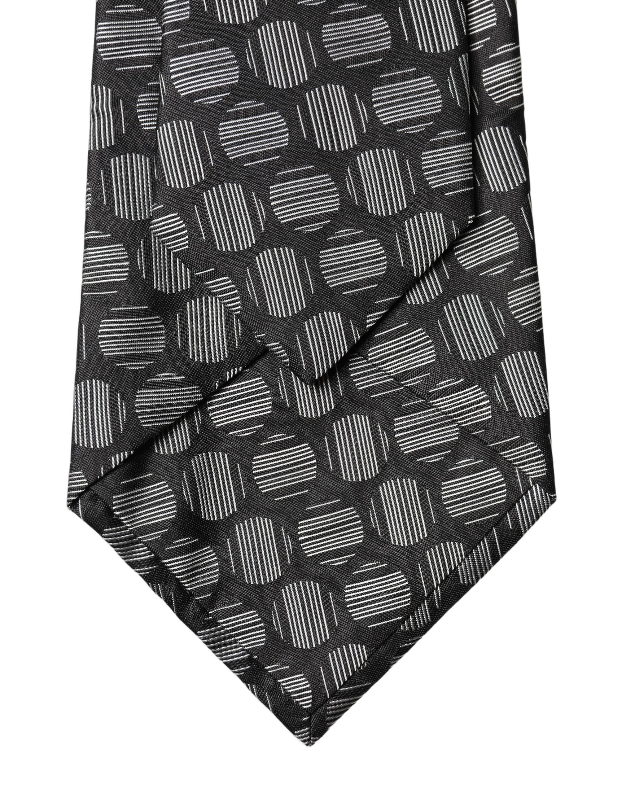 Dolce & Gabbana Schwarze und weiße geometrische Seiden-Krawatte für Damen, verstellbar