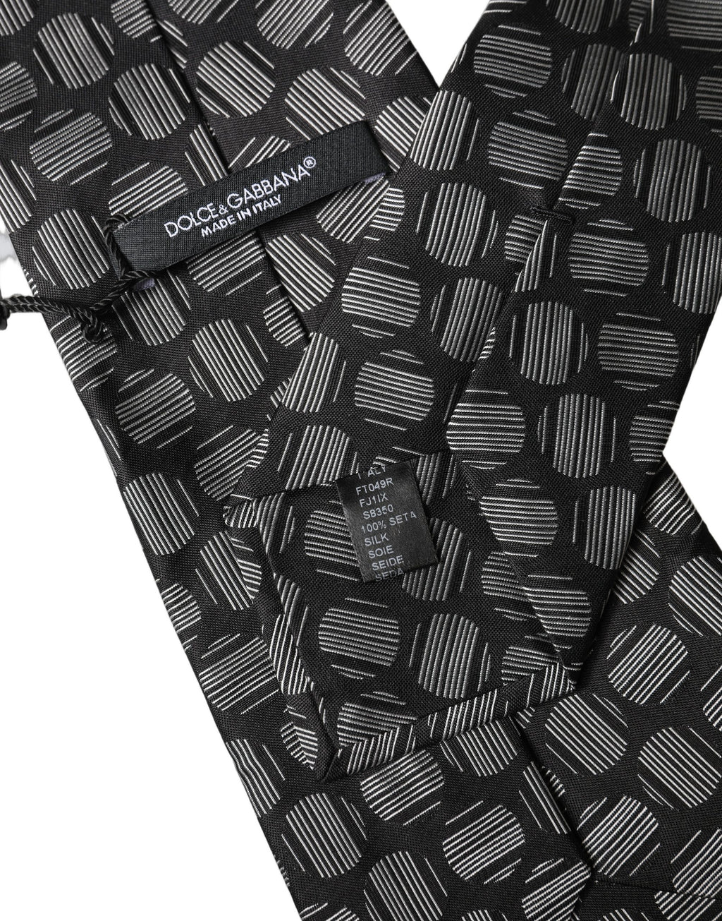 Dolce & Gabbana Schwarze und weiße geometrische Seiden-Krawatte für Damen, verstellbar