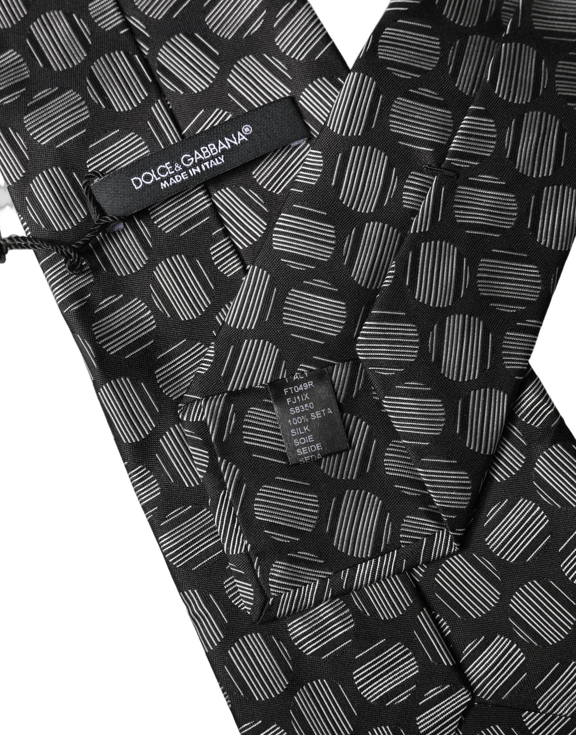Dolce & Gabbana Schwarze und weiße geometrische Seiden-Krawatte für Damen, verstellbar