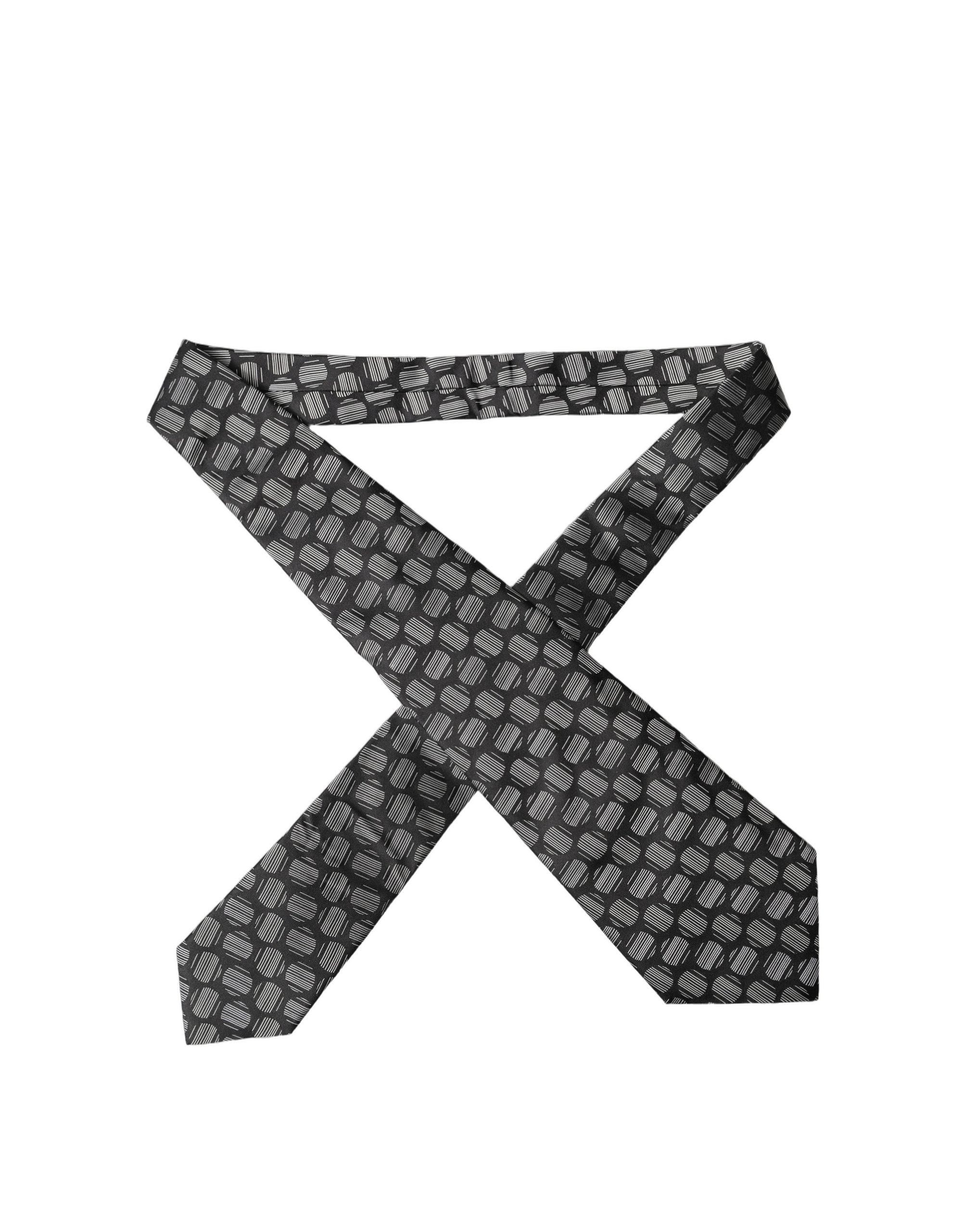Dolce & Gabbana Schwarze und weiße geometrische Seiden-Krawatte für Damen, verstellbar