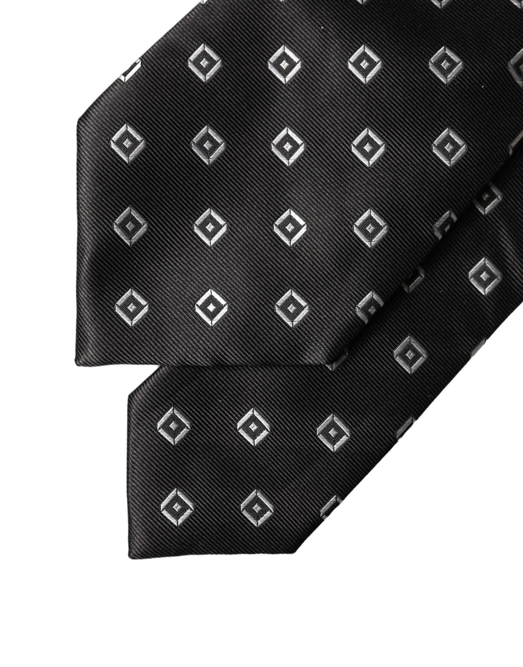 Dolce & Gabbana Schwarze und weiße geometrische Seiden-Krawatte für Damen, verstellbar