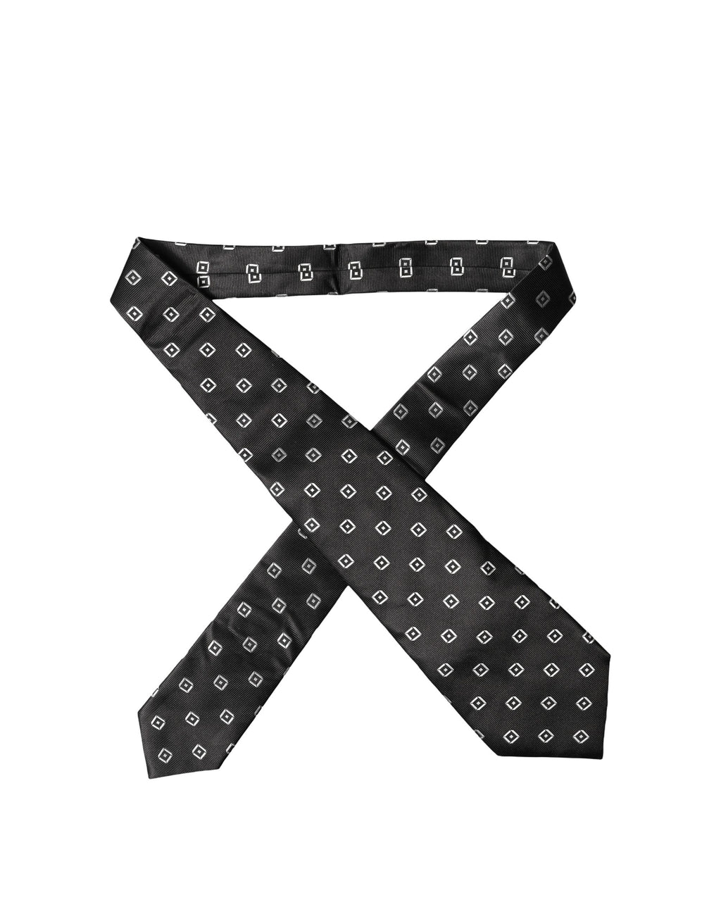 Dolce & Gabbana Schwarze und weiße geometrische Seiden-Krawatte für Damen, verstellbar