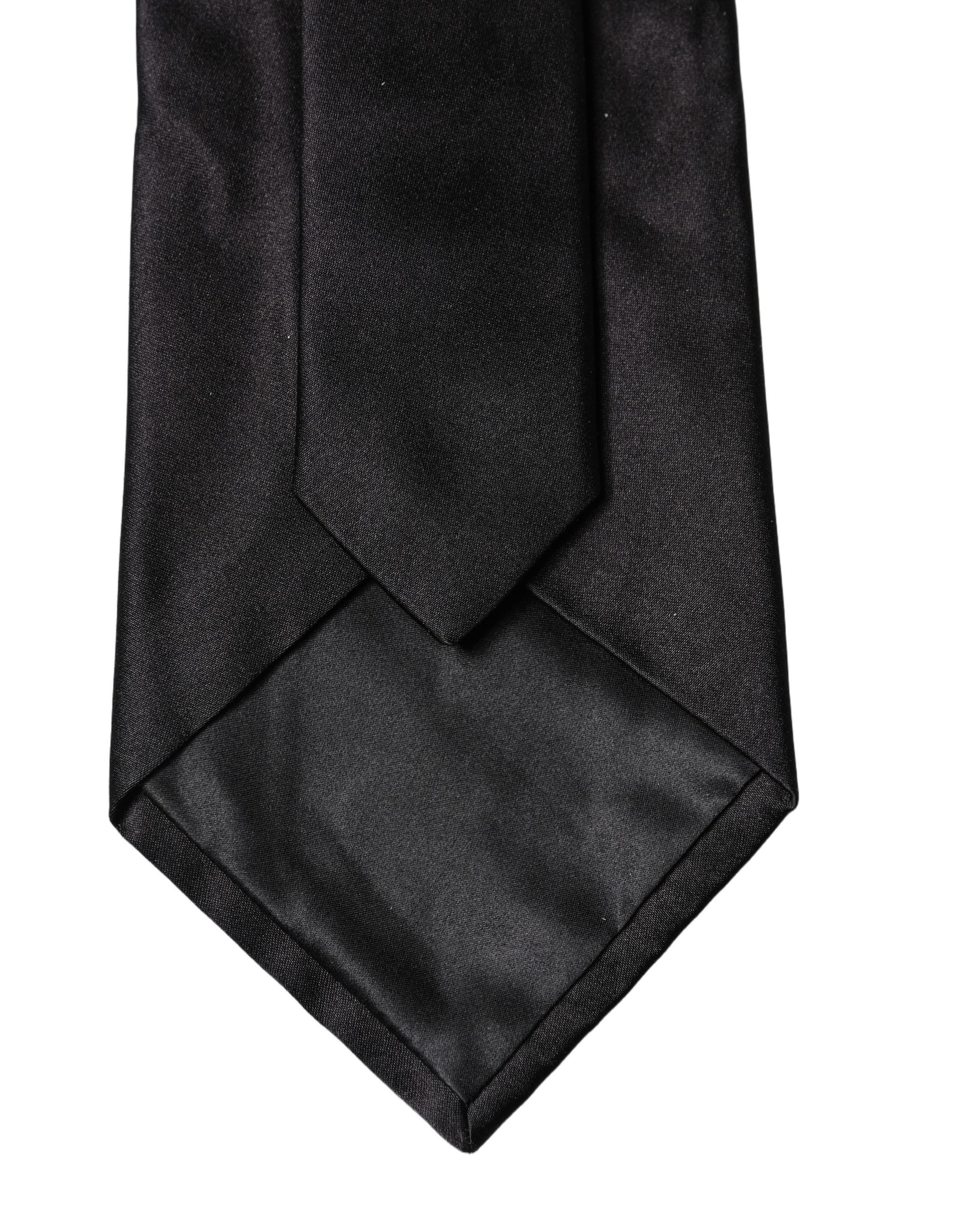 Dolce & Gabbana Schwarze einfarbige Seidenkrawatte für Damen, verstellbar