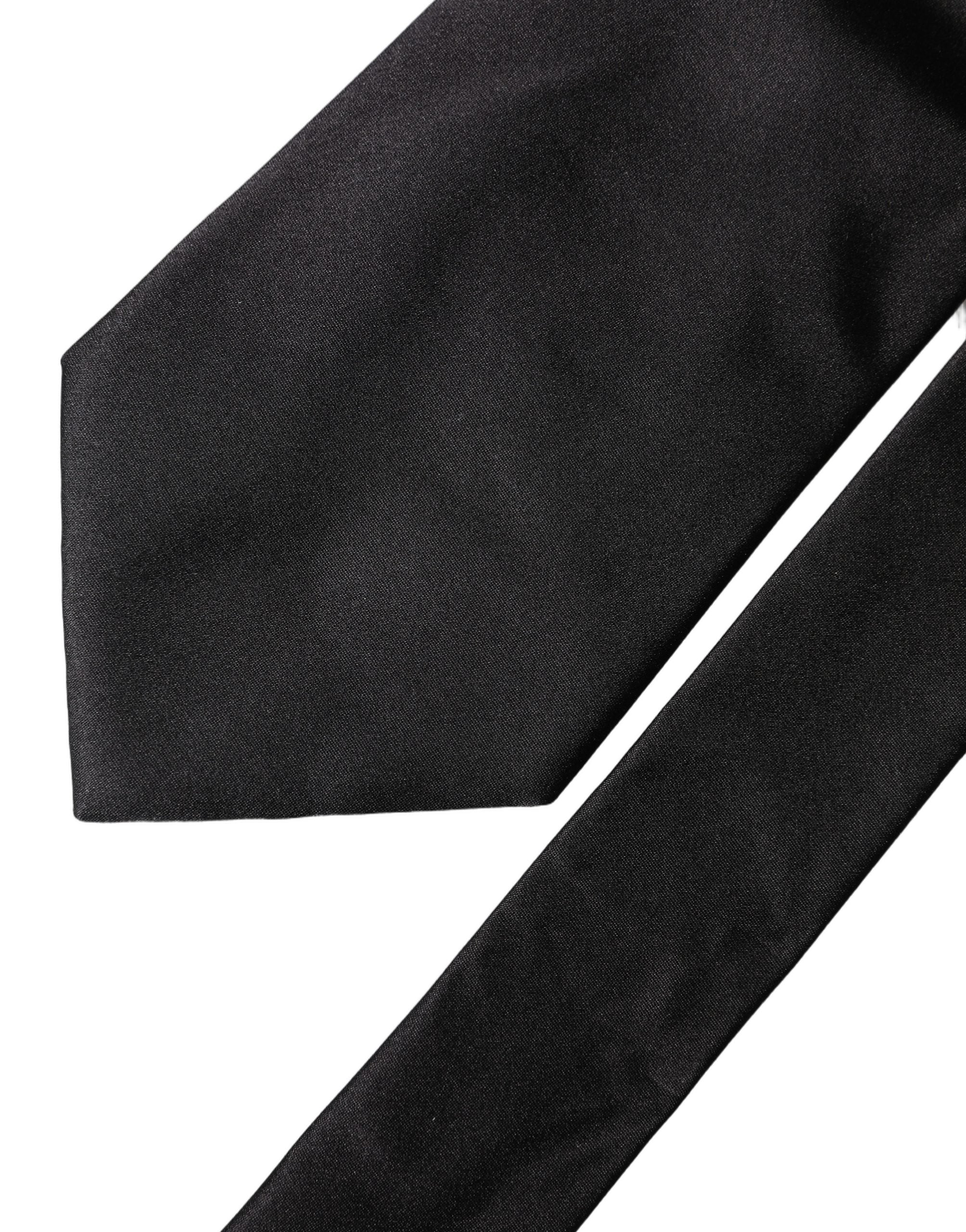 Dolce & Gabbana Schwarze einfarbige Seidenkrawatte für Damen, verstellbar