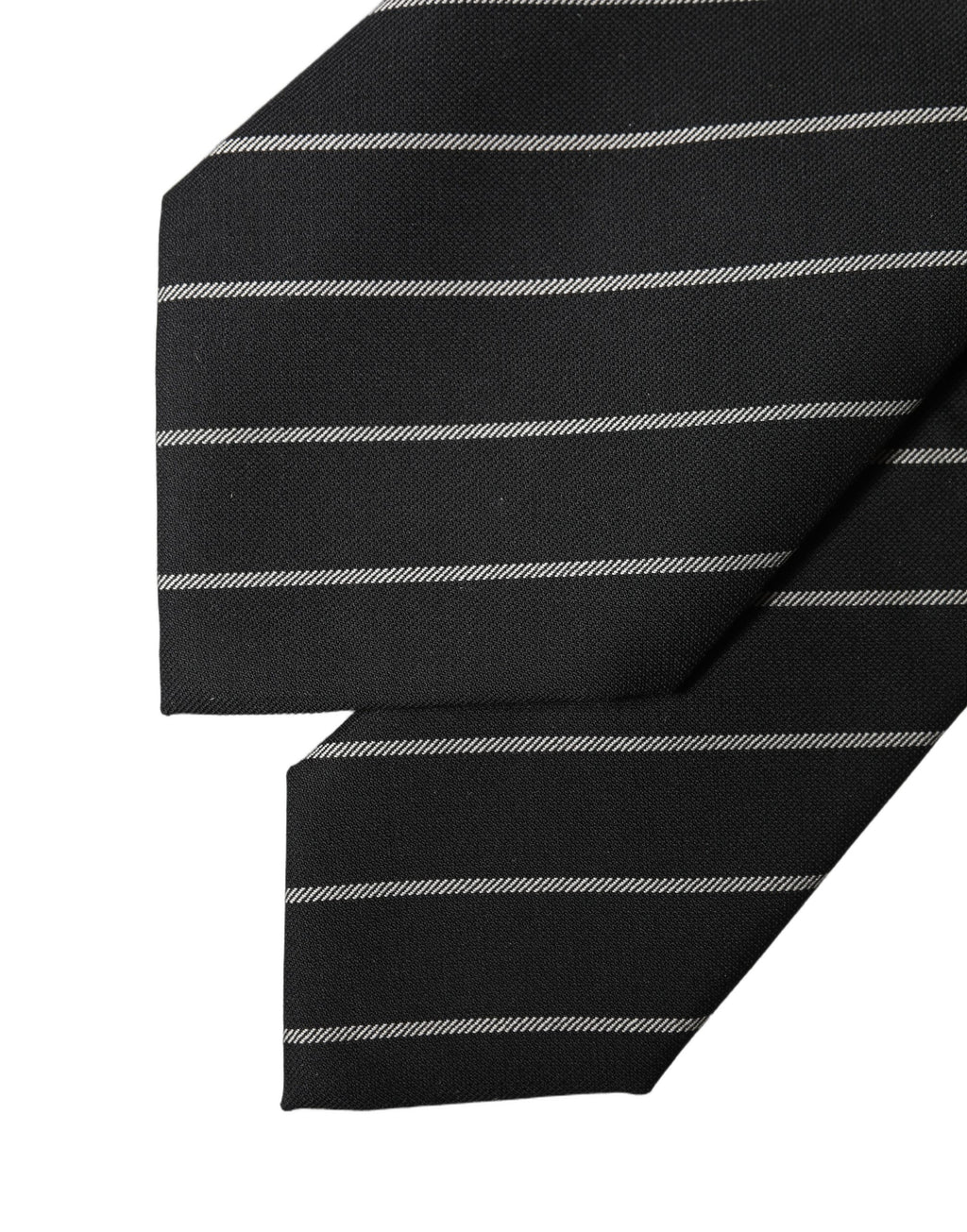 Dolce & Gabbana Schwarze und weiße Streifen, verstellbare Damen-Krawatte aus Wolle