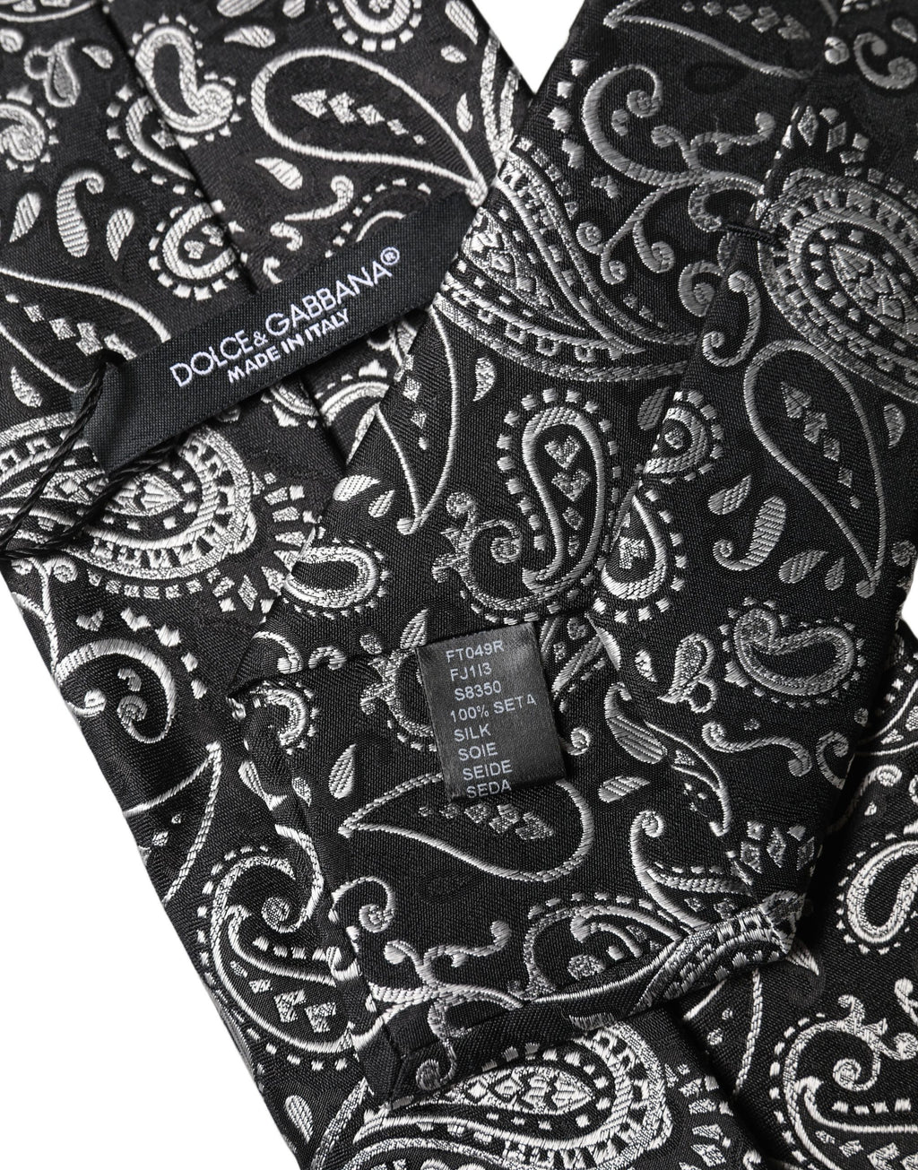 Dolce & Gabbana Schwarze und weiße Paisleymanschette aus Seide, verstellbar für Damen