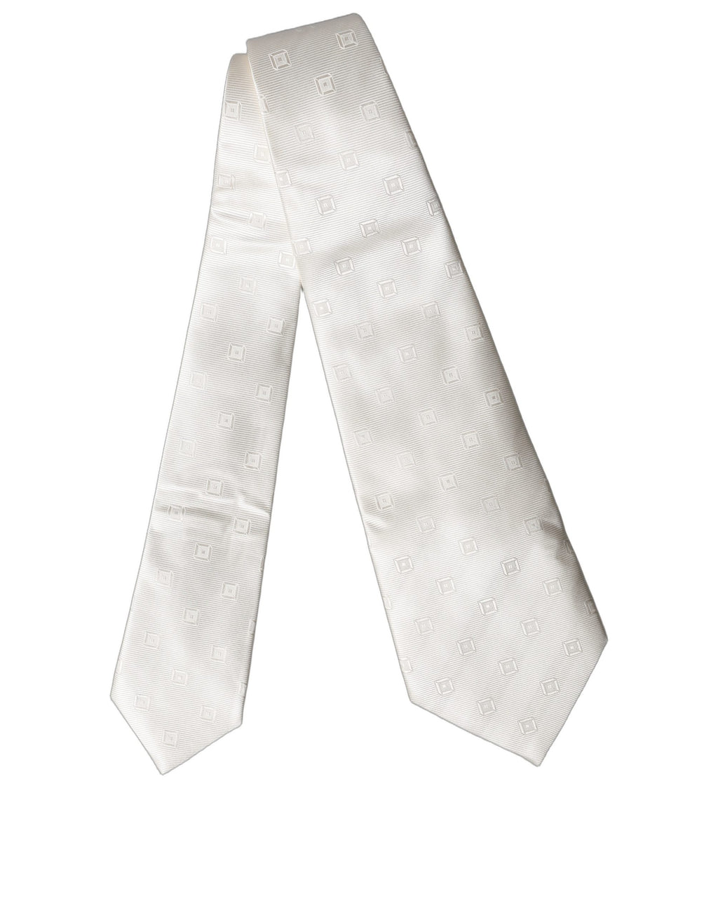 Dolce & Gabbana Off White Geometrische Seiden-Krawatte für Damen, verstellbar