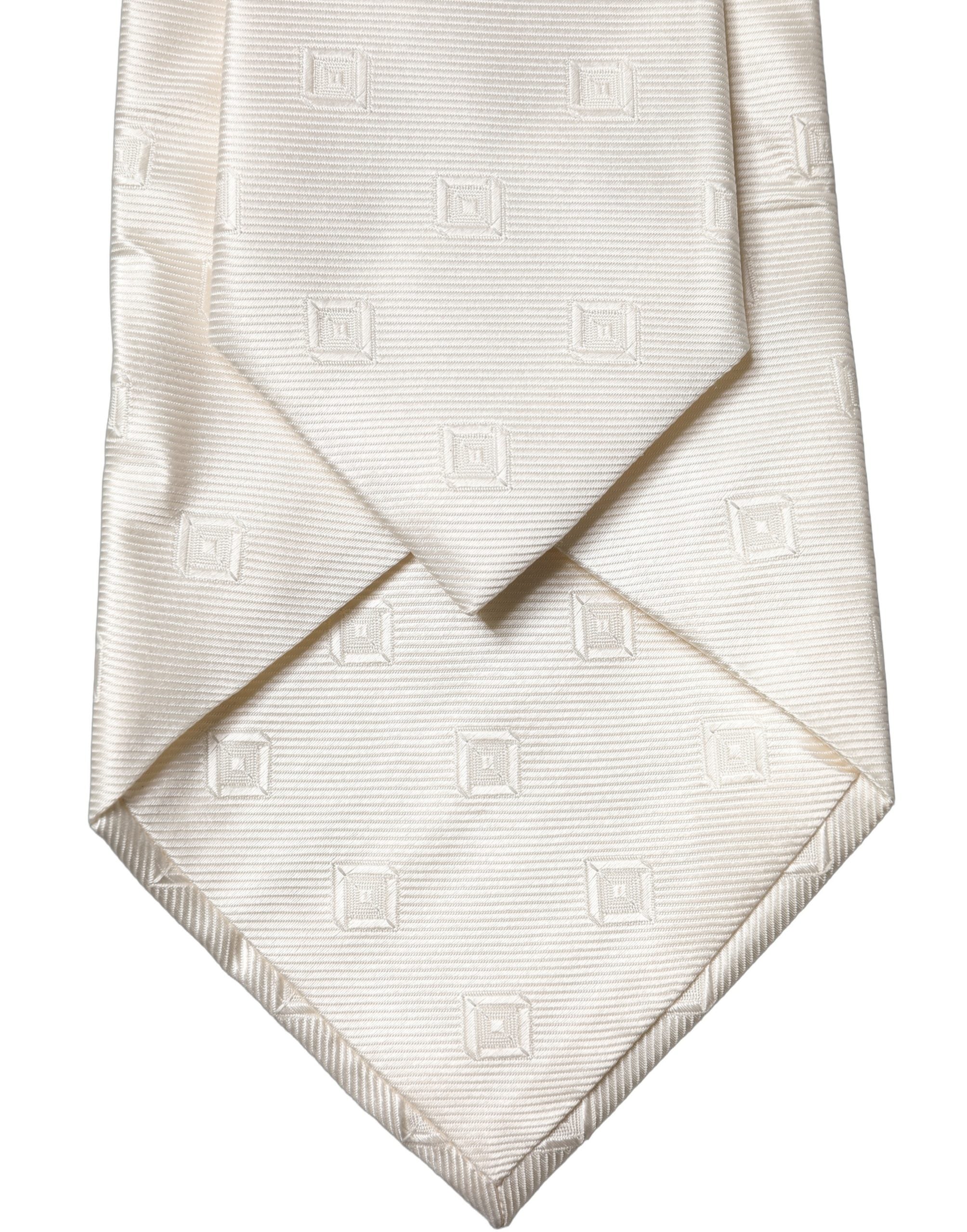Dolce & Gabbana Off White Geometrische Seiden-Krawatte für Damen, verstellbar