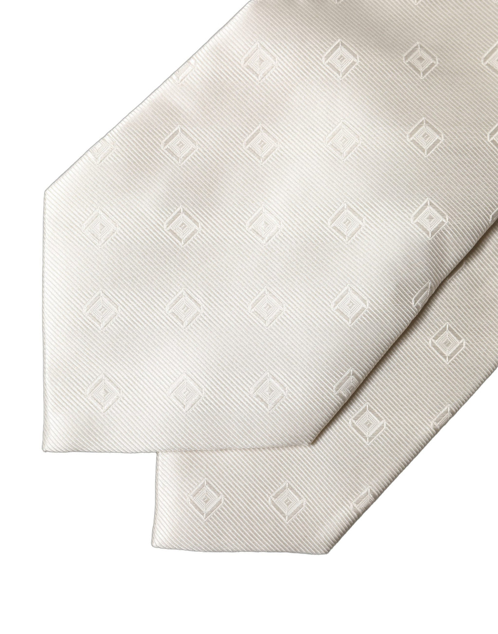 Dolce & Gabbana Off White Geometrische Seiden-Krawatte für Damen, verstellbar