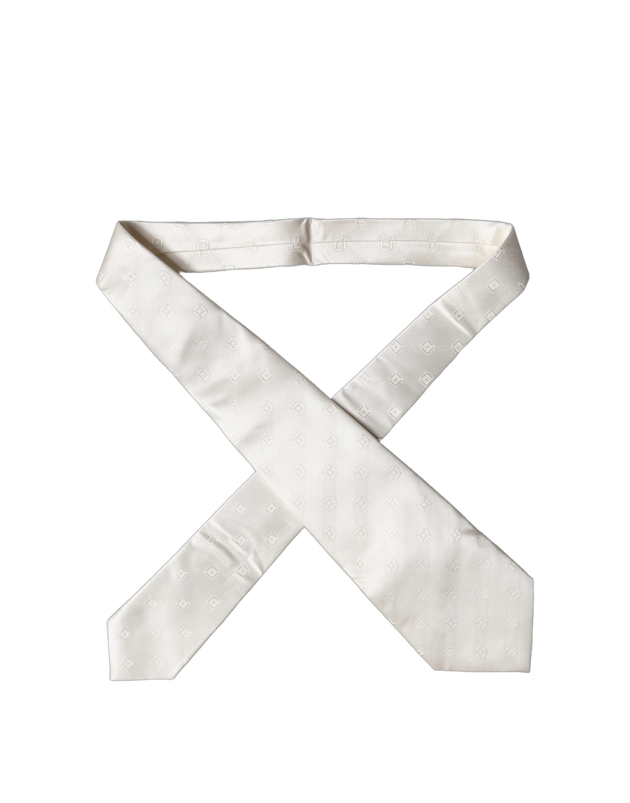 Dolce & Gabbana Off White Geometrische Seiden-Krawatte für Damen, verstellbar