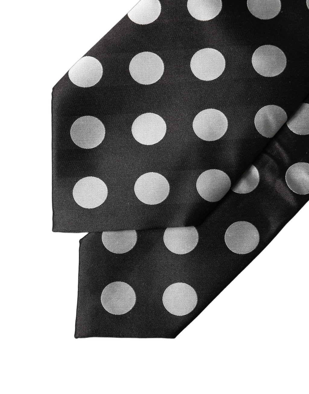 Dolce & Gabbana Schwarze und weiße gepunktete Seiden-Krawatte für Damen, verstellbar