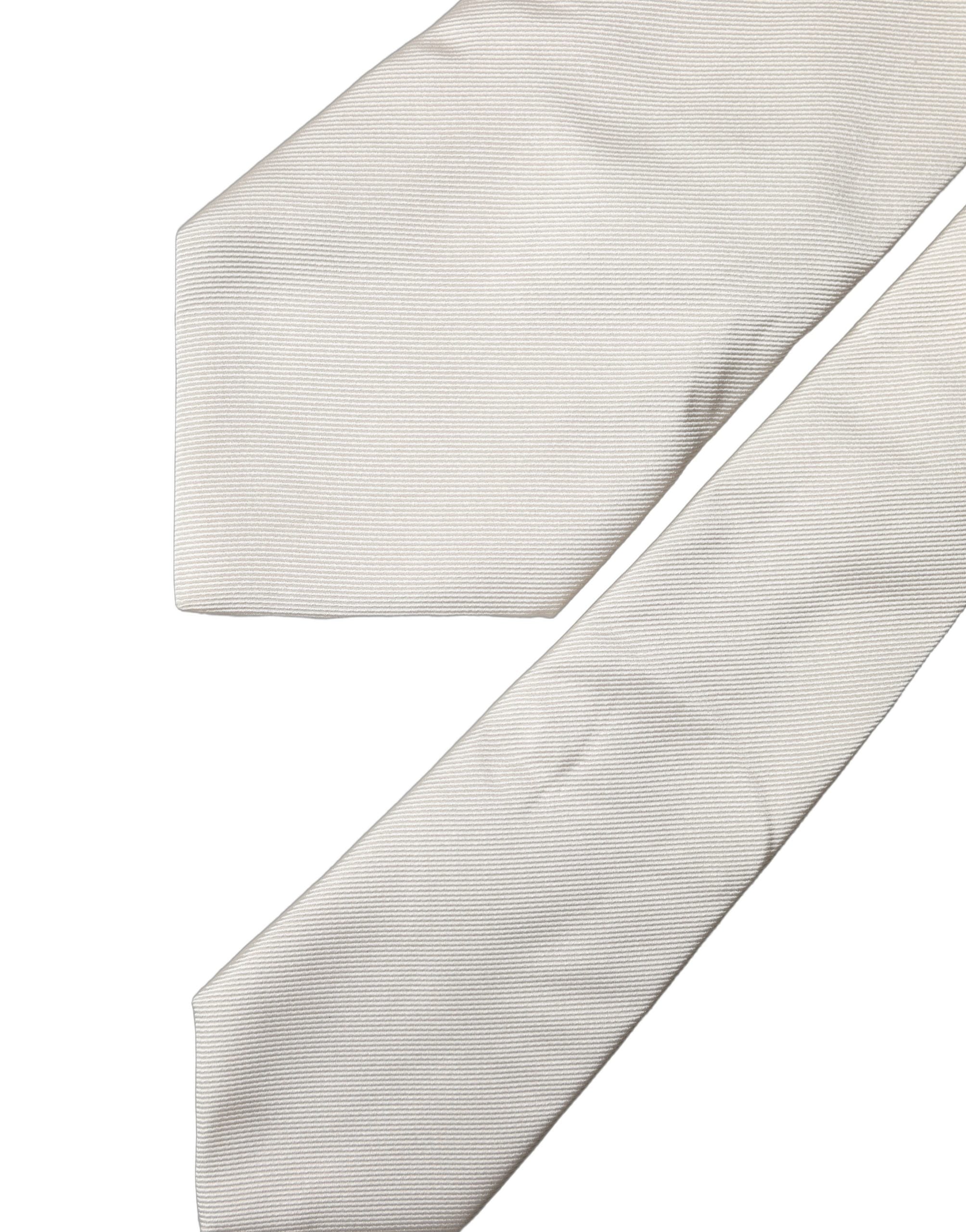 Dolce & Gabbana Off White Solid Silk Adjustable Women Tied Necktie Tie