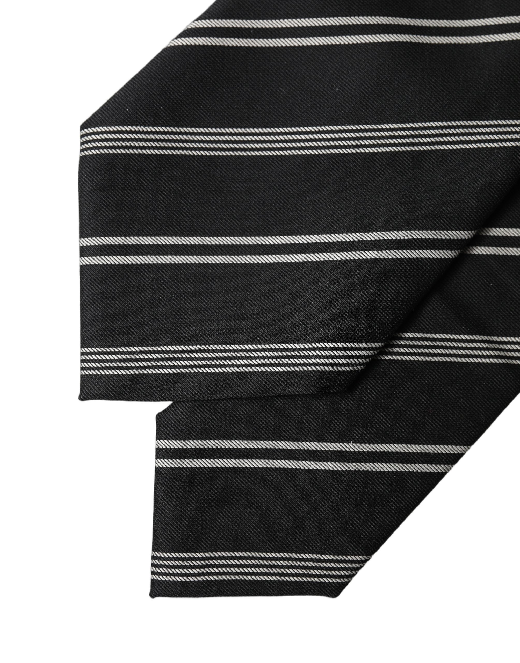 Dolce & Gabbana Schwarze und weiße gestreifte Seiden-Krawatte für Damen, verstellbar