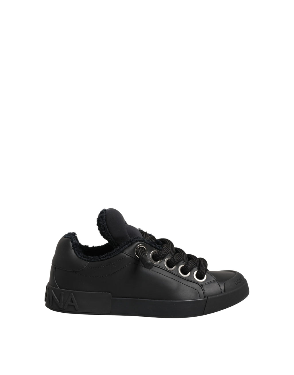 Dolce & Gabbana Schwarze Leder Low Top Portofino Sneaker