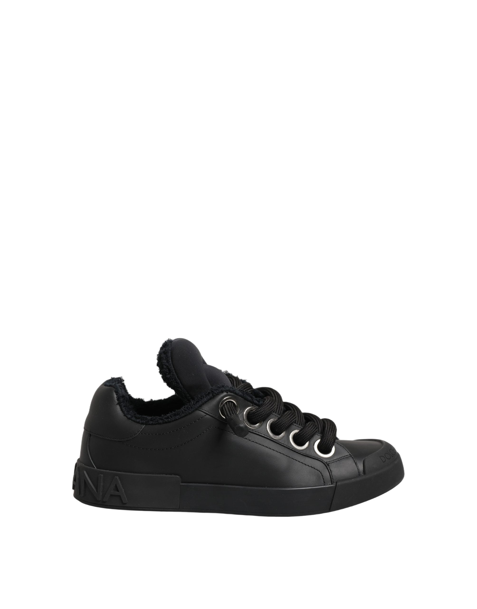 Dolce & Gabbana Schwarze Leder Low Top Portofino Sneaker