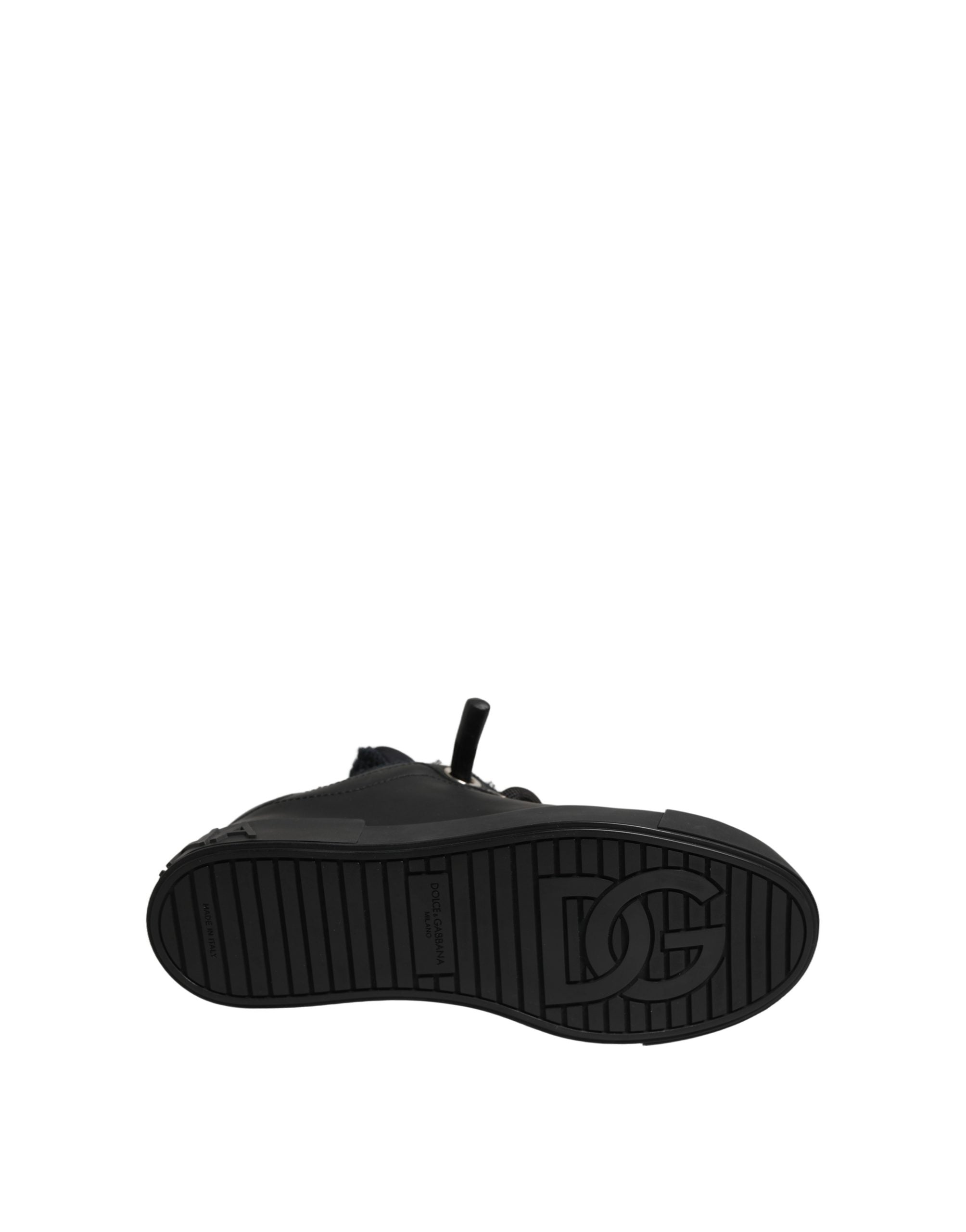 Dolce & Gabbana Schwarze Leder Low Top Portofino Sneaker