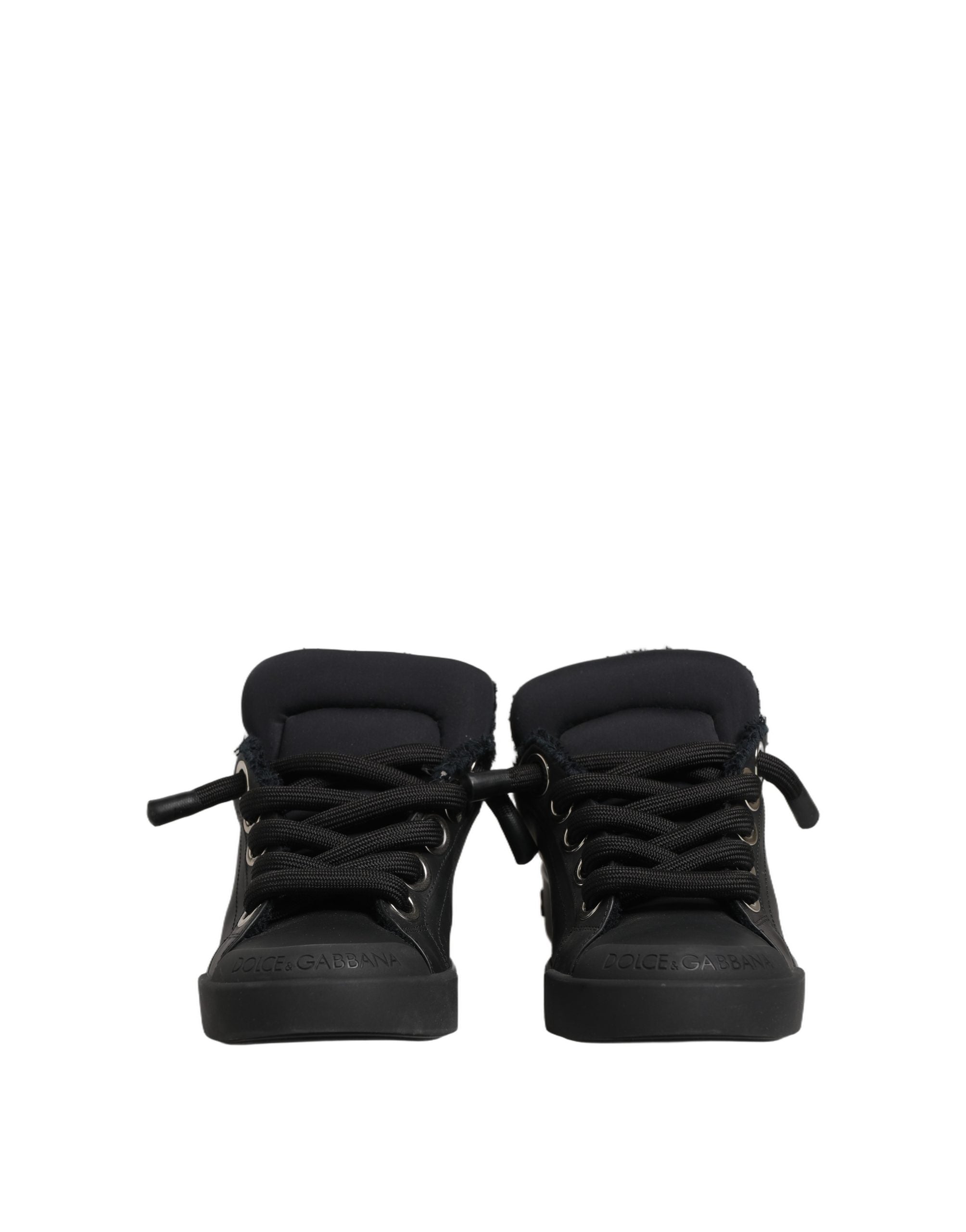 Dolce & Gabbana Schwarze Leder Low Top Portofino Sneaker