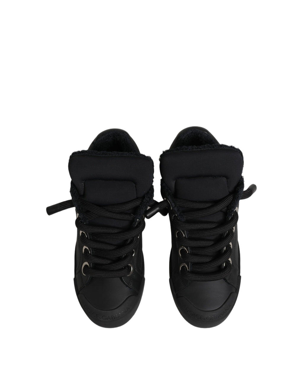 Dolce & Gabbana Schwarze Leder Low Top Portofino Sneaker