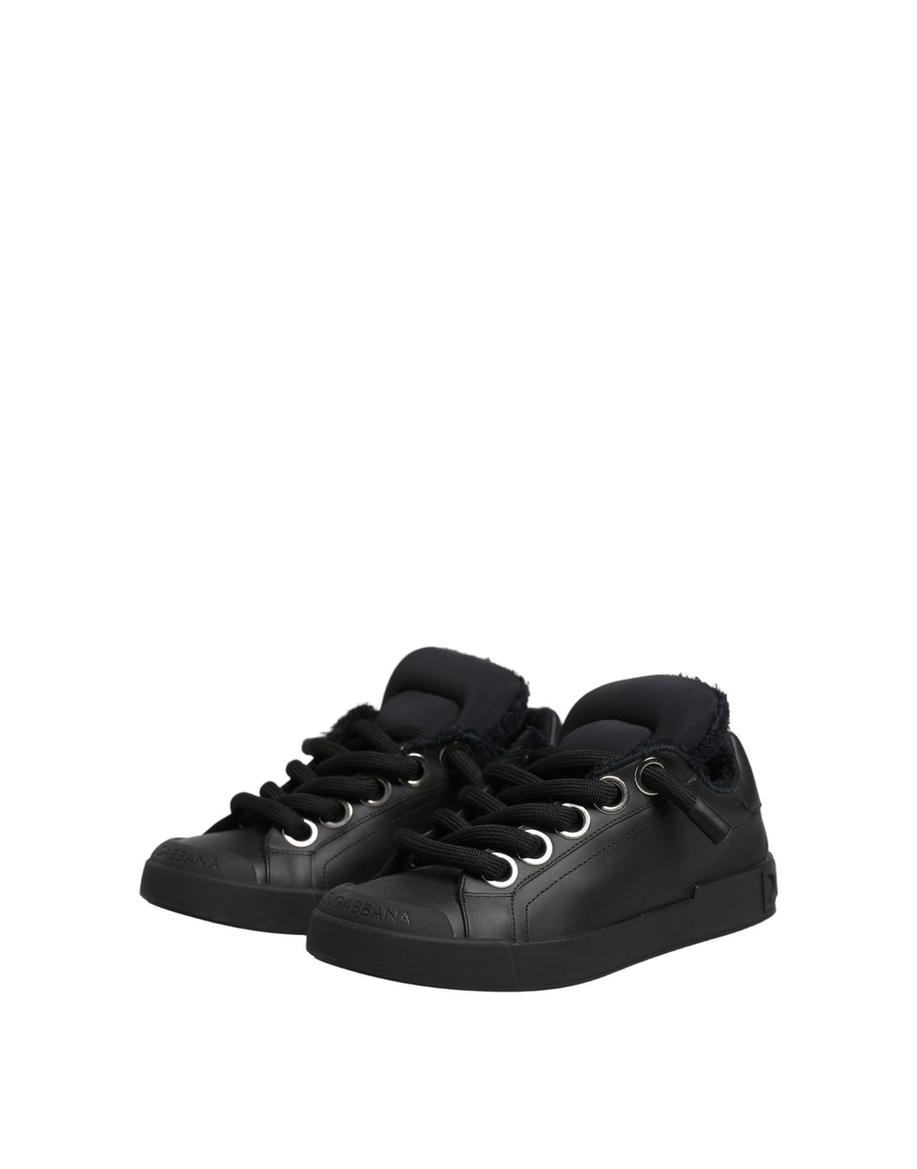 Dolce & Gabbana Schwarze Leder Low Top Portofino Sneaker