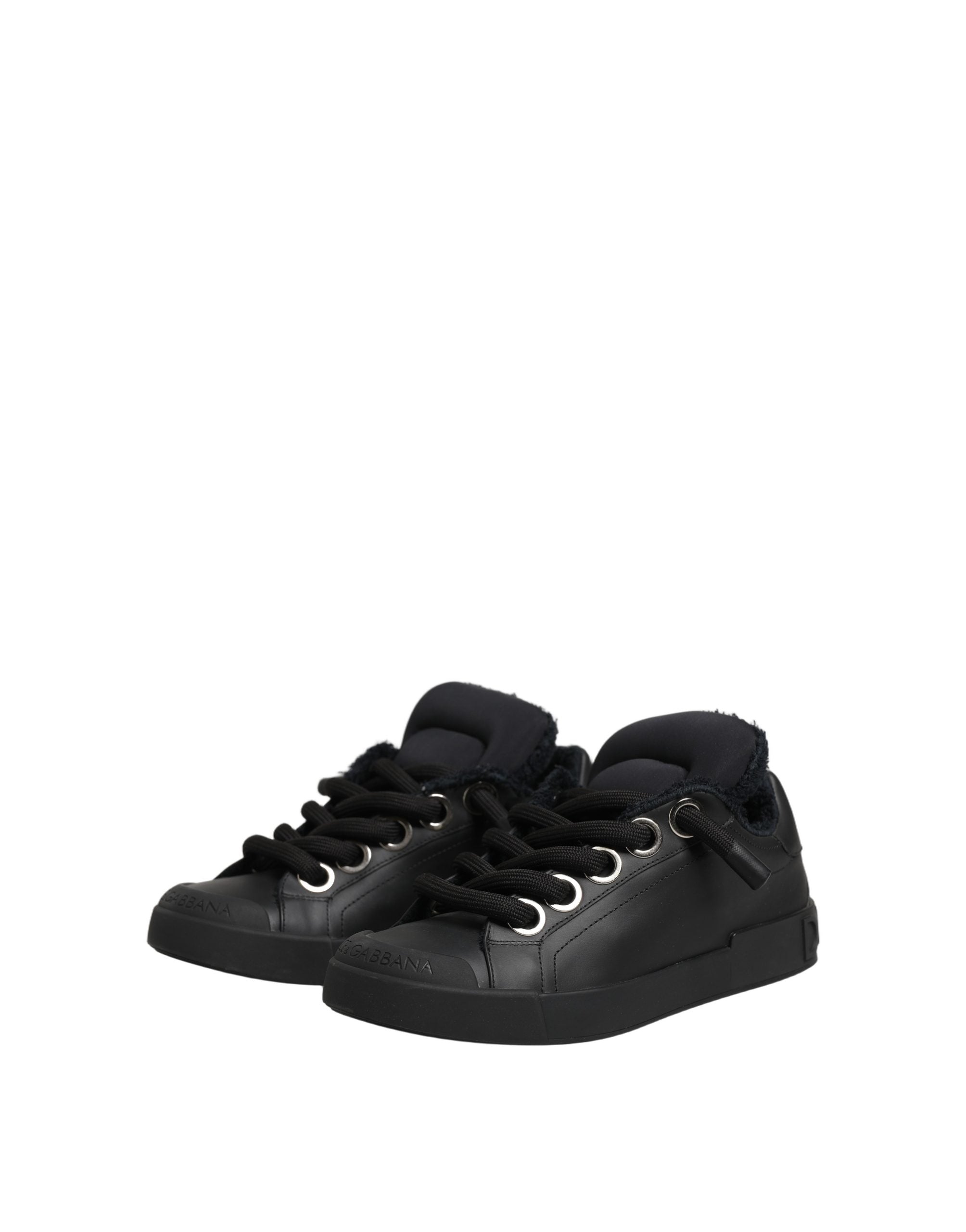 Dolce & Gabbana Schwarze Leder Low Top Portofino Sneaker