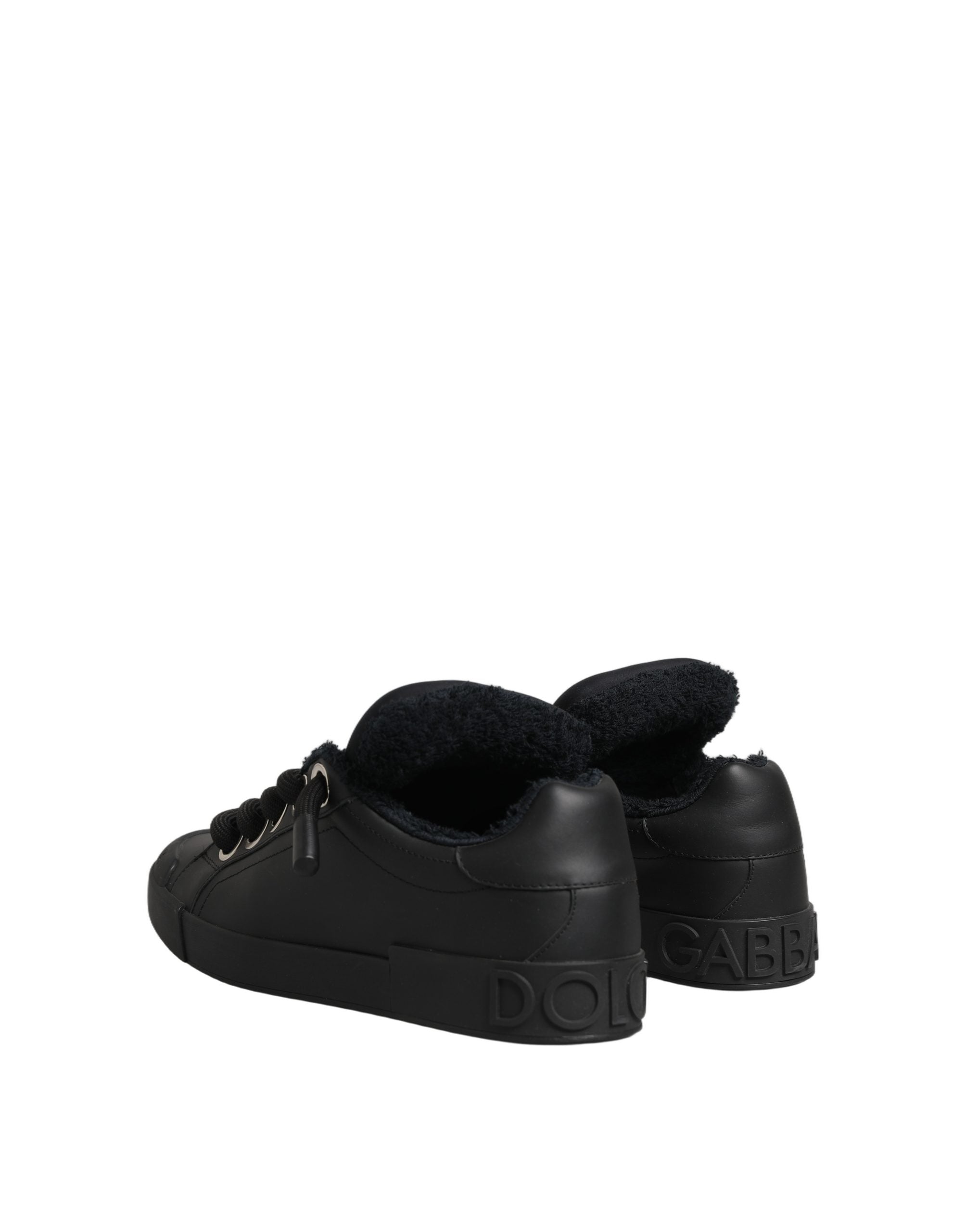 Dolce & Gabbana Schwarze Leder Low Top Portofino Sneaker