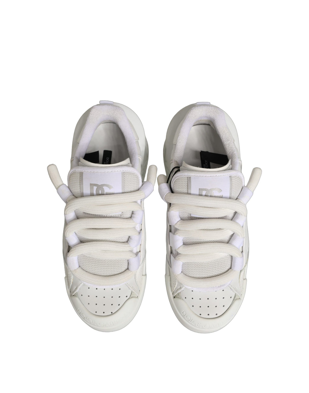 Dolce & Gabbana Weiße Low-Top-Sneaker aus Kalbsleder