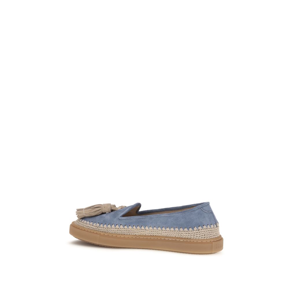 Fratelli Rossetti Blaue Kalbsleder Bos Taurus Slipper-Loafer
