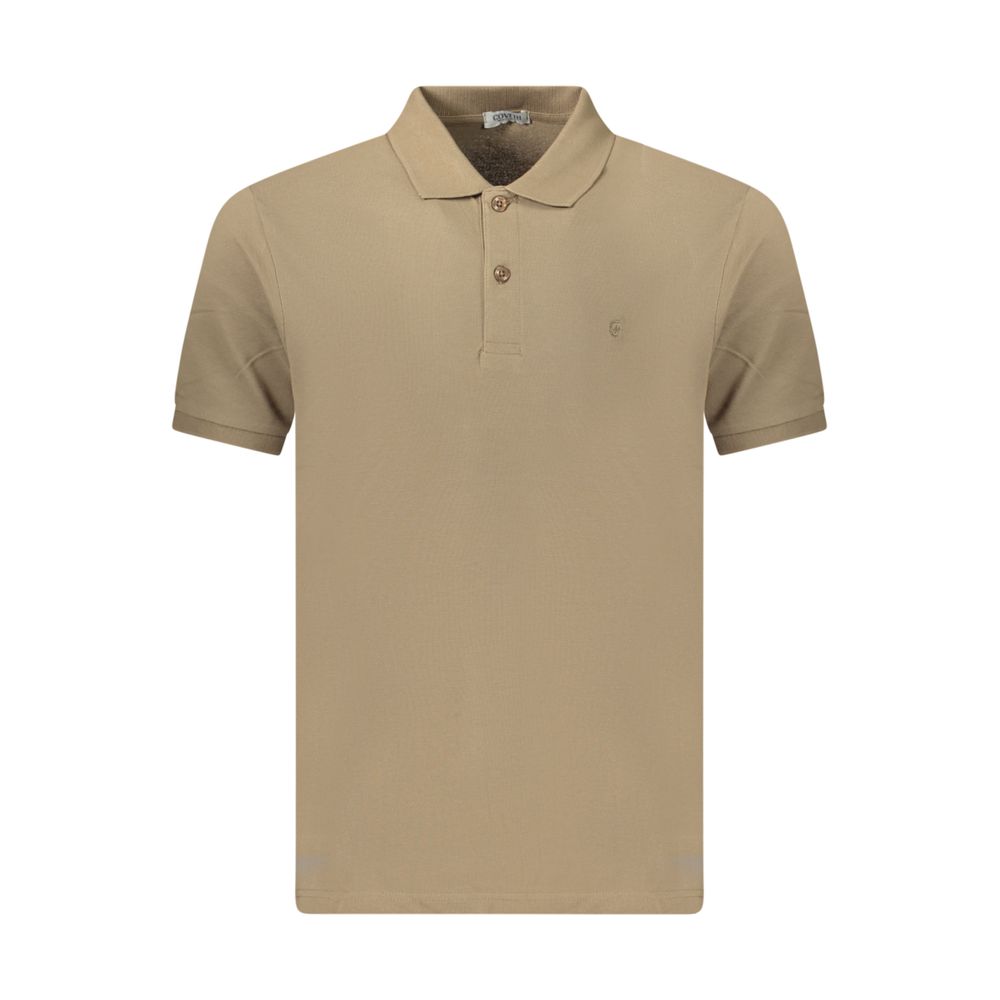 Coveri Moving Herren-Poloshirt aus brauner Baumwolle