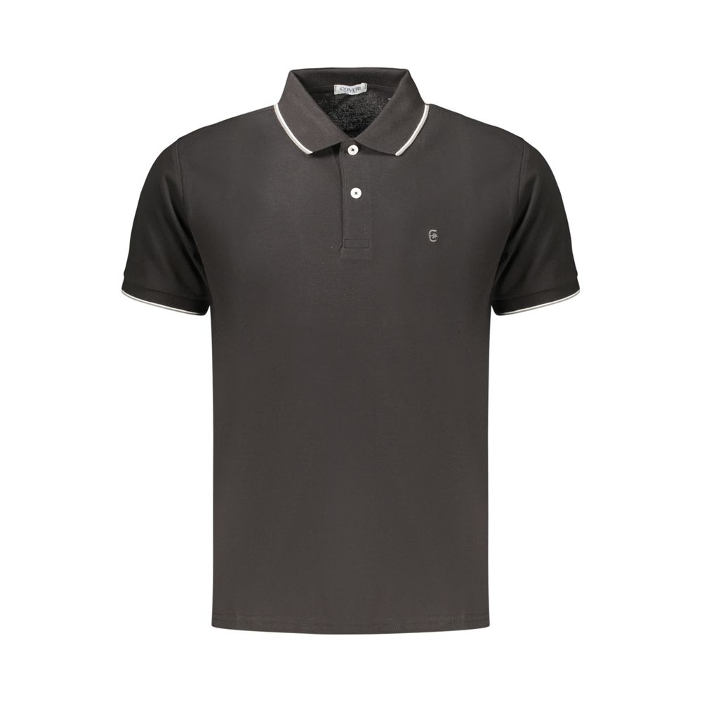 Coveri Moving Schwarzes Baumwoll-Poloshirt für Herren