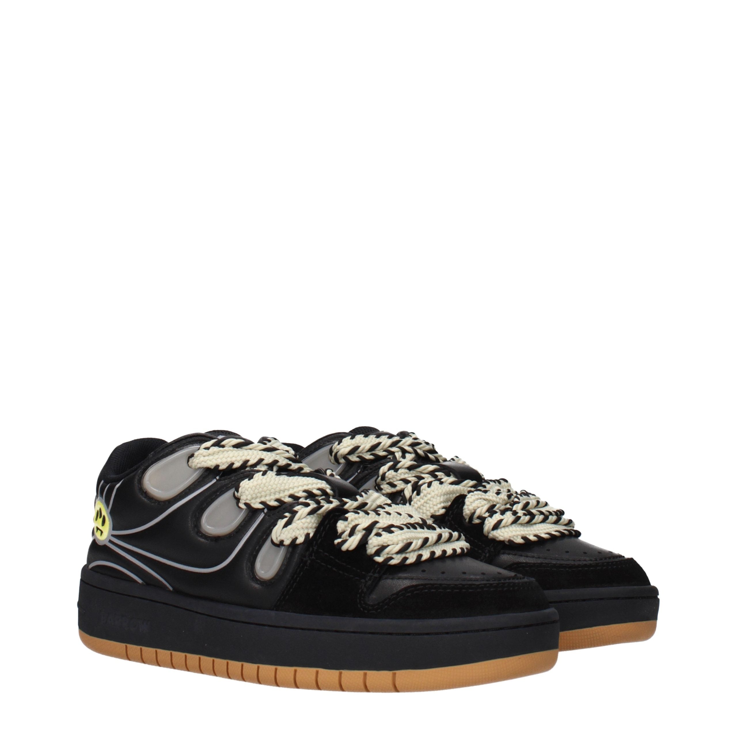 Barrow Schwarze Leder Low-Top-Sneaker