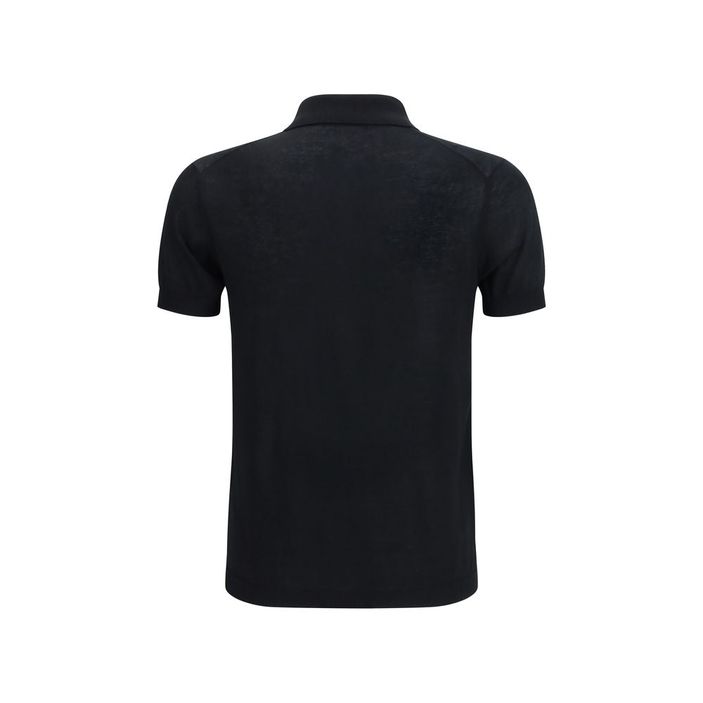 Aragona Cashmere Schwarzes Baumwoll-Poloshirt