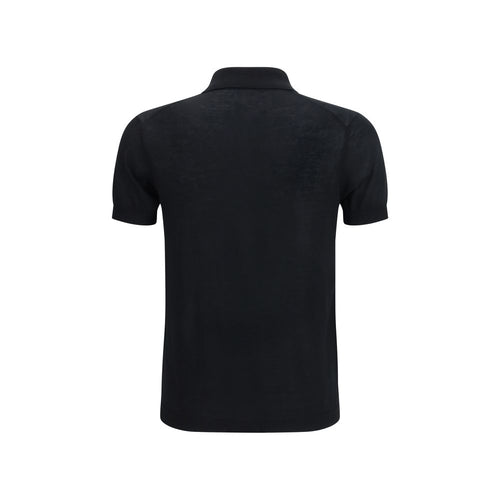 Aragona Cashmere Schwarzes Baumwoll-Poloshirt