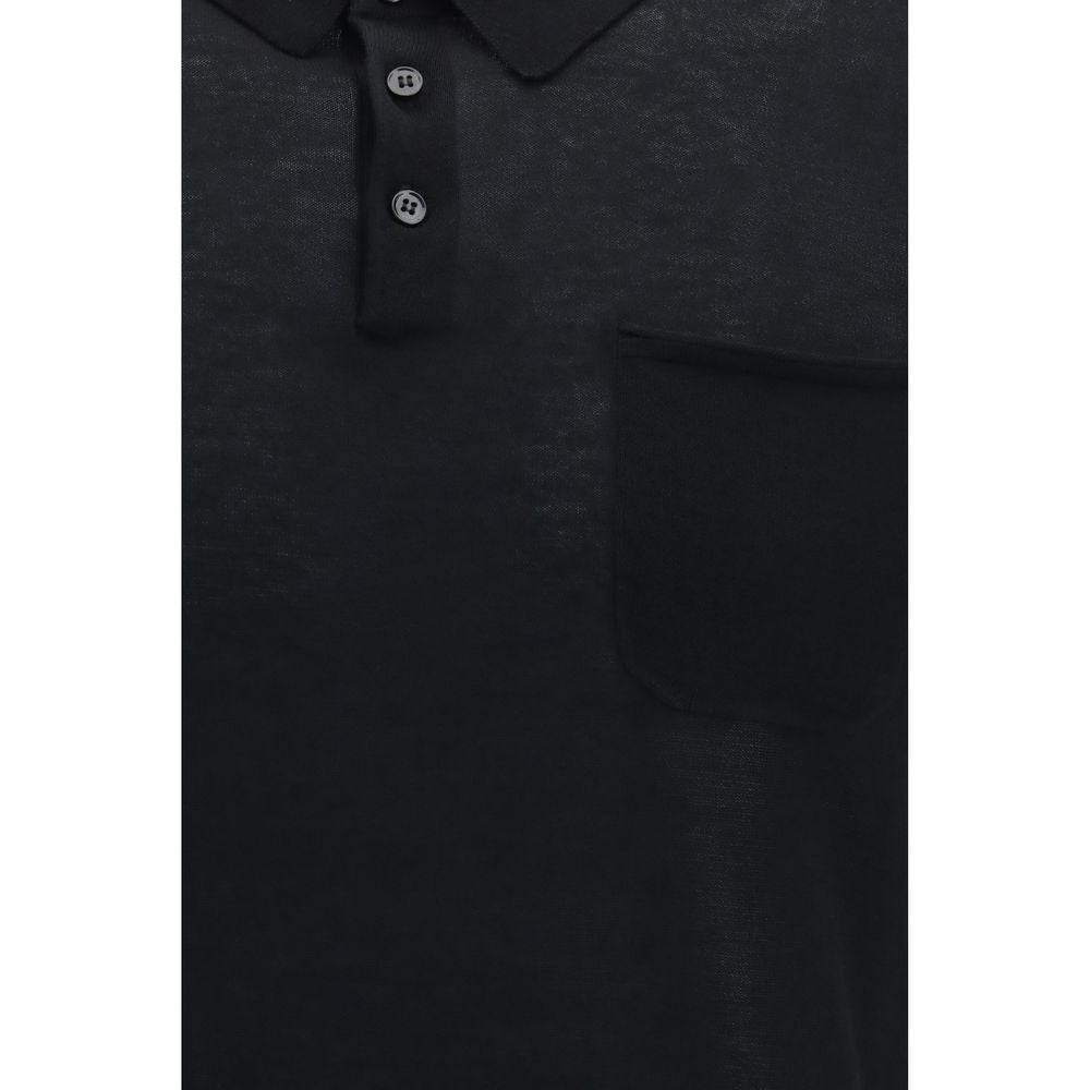 Aragona Cashmere Schwarzes Baumwoll-Poloshirt
