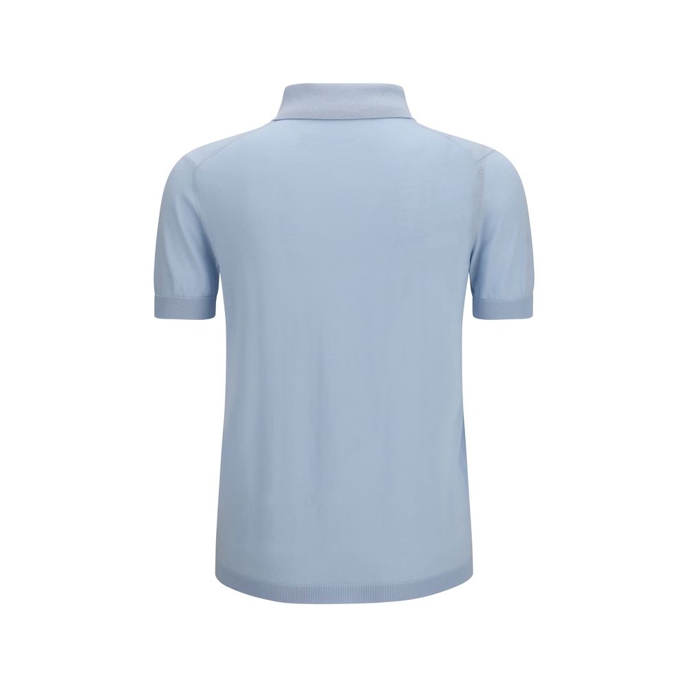Aragona Cashmere Blaues Baumwoll-Polohemd