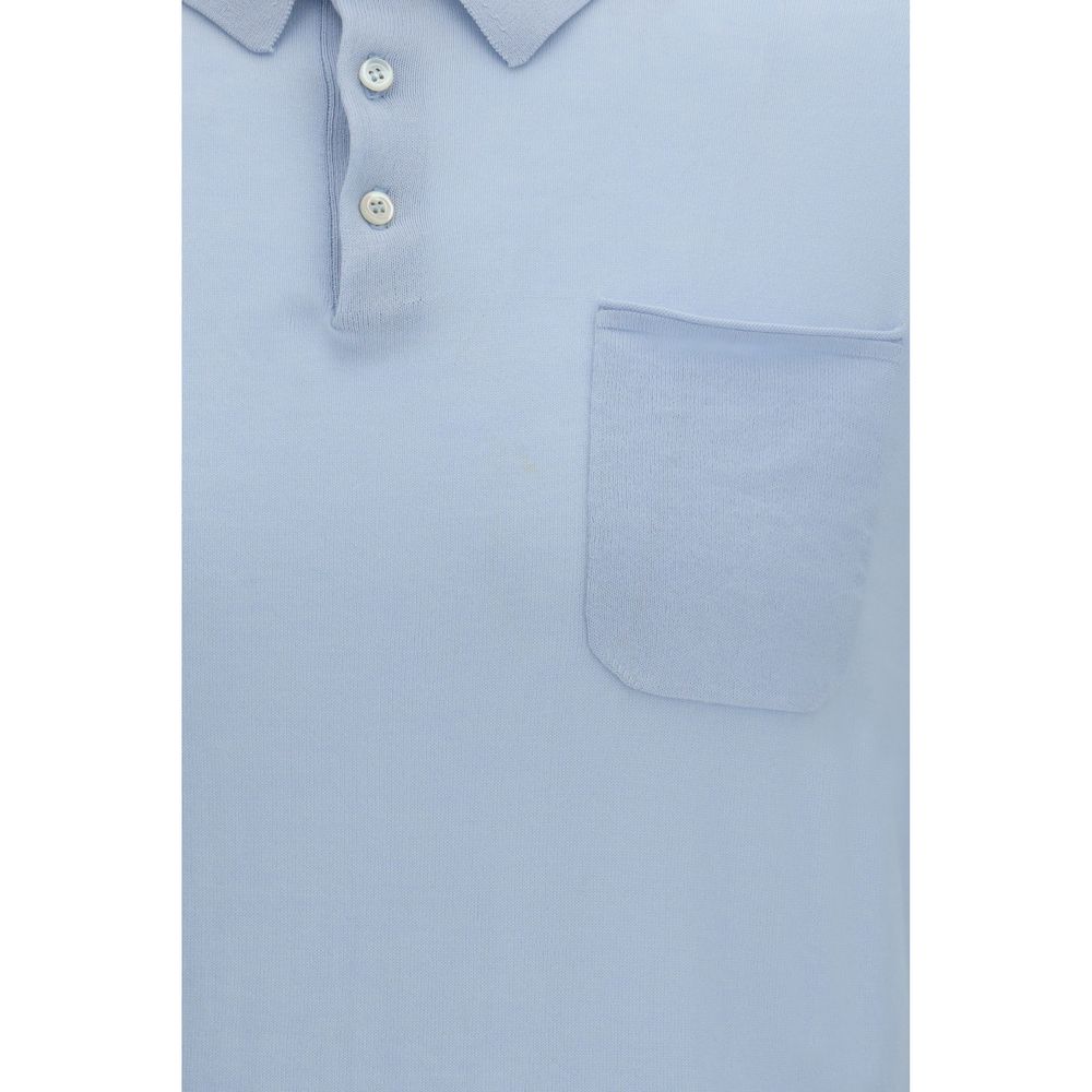 Aragona Cashmere Blaues Baumwoll-Polohemd