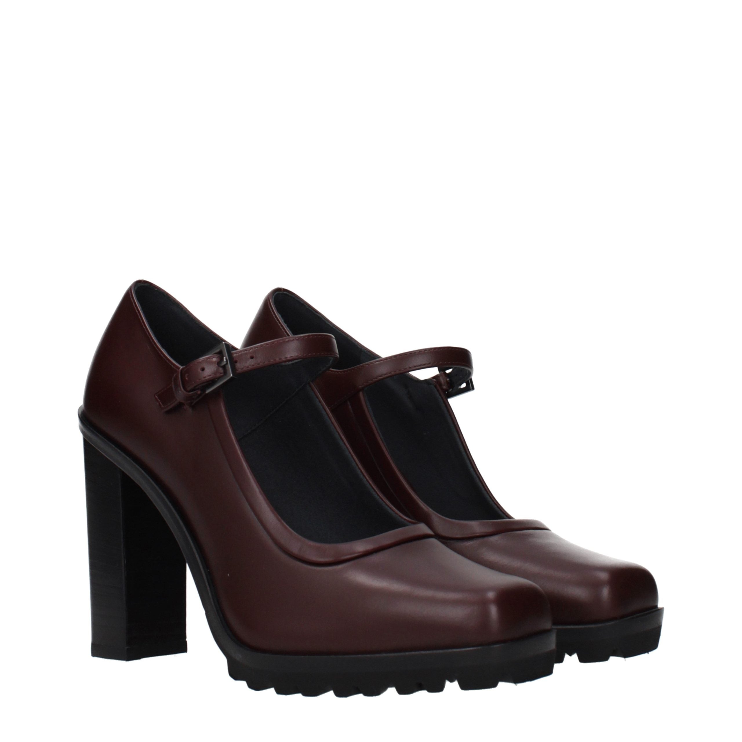 Max Mara Braune Leder Pumps mit hohem Absatz