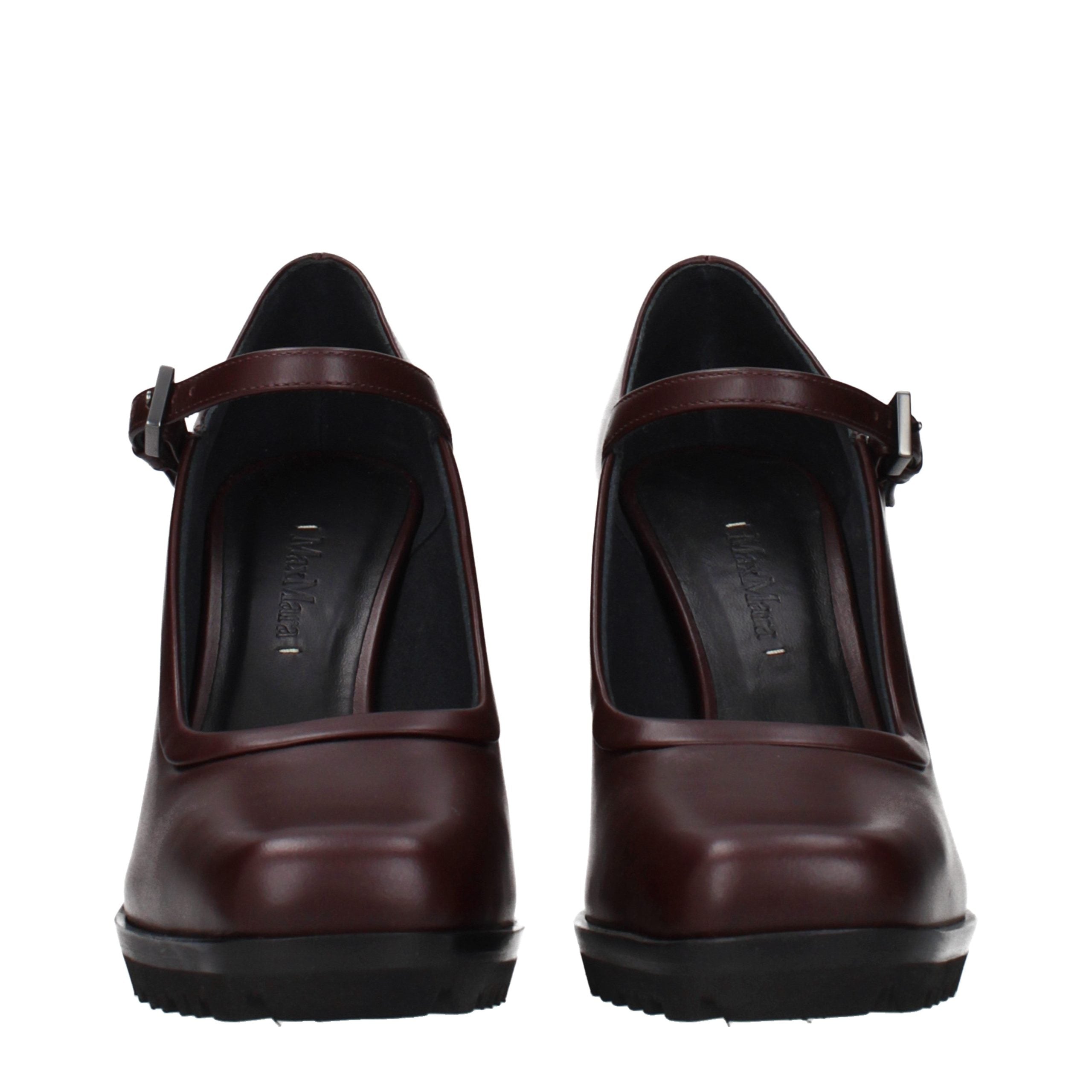 Max Mara Braune Leder Pumps mit hohem Absatz