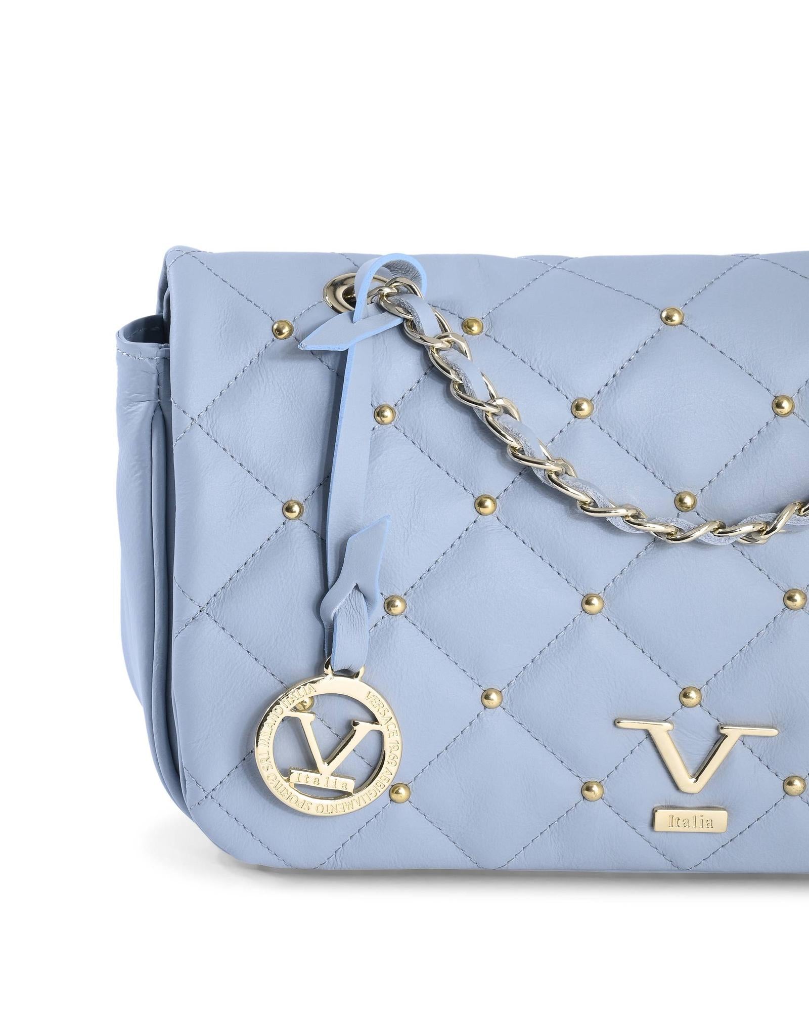 19V69 Italia Schultertasche aus blauem Leder