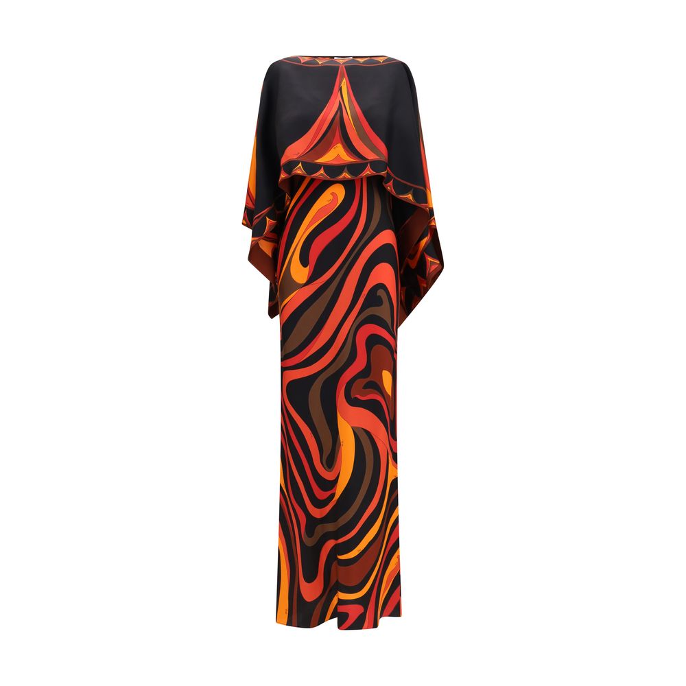 Emilio Pucci Orangefarbenes Seiden-Maxikleid