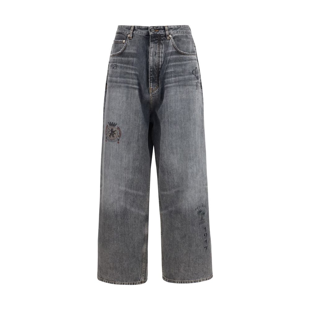 Balenciaga Graue Jeans aus Baumwolle im Relaxed Fit