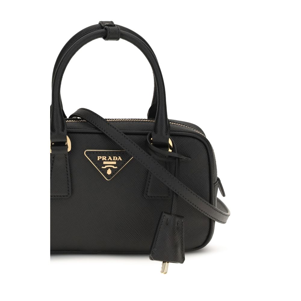 Prada Schwarze Kalbsleder Bos Taurus Handtasche