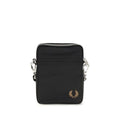 Fred Perry Schwarze Bos Taurus Kalbsleder Schultertasche