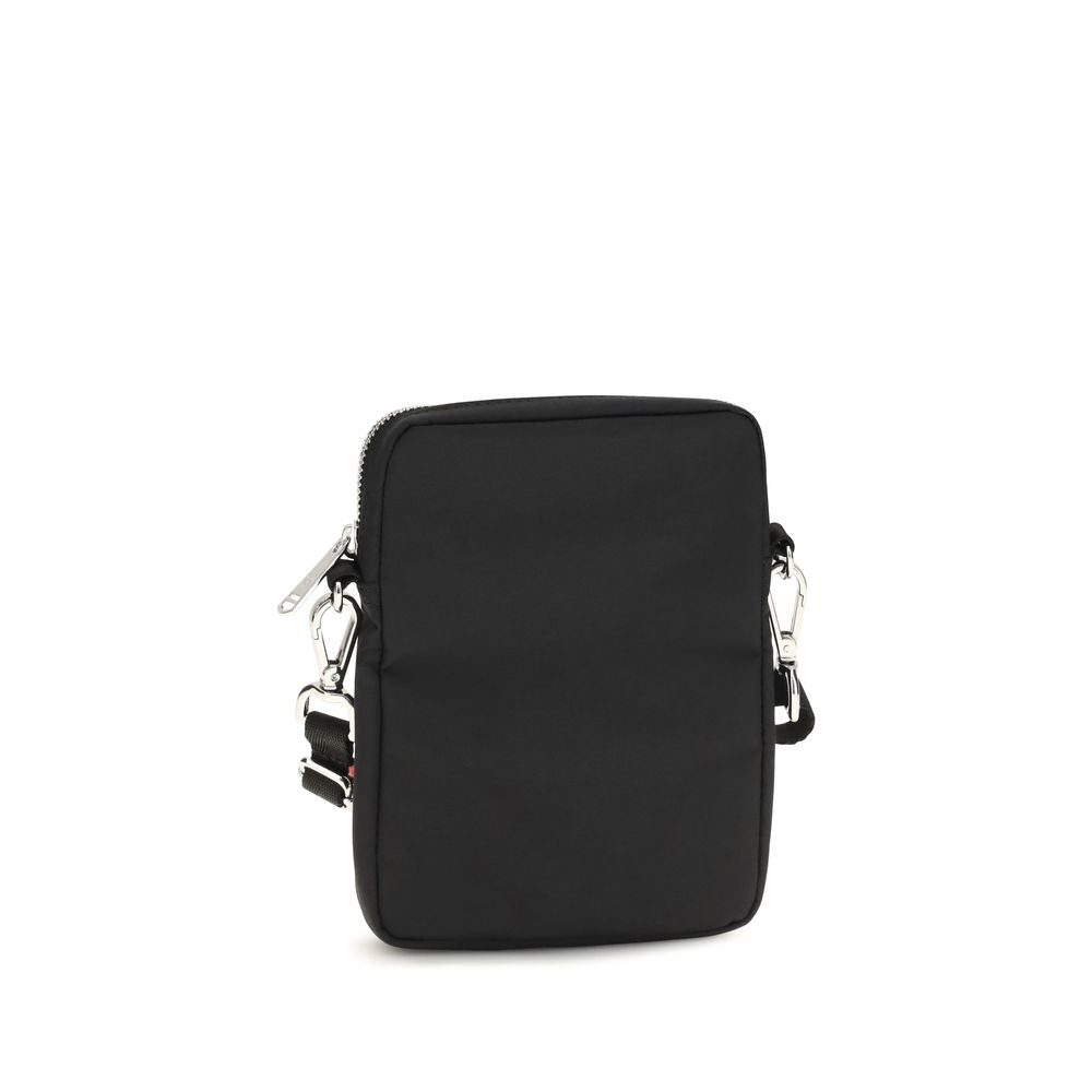 Fred Perry Schwarze Bos Taurus Kalbsleder Schultertasche