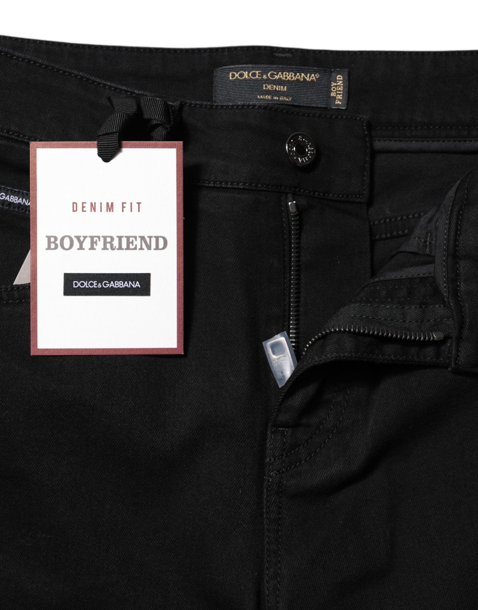 Dolce & Gabbana Schwarze Boyfriend Jeans aus Baumwoll-Stretch-Denim